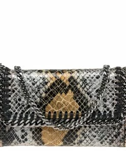 Deals 🌟 Stella McCartney Brown/Grey Faux Python Leather Falabella Chain Phone Case For 👩 Women 🎁