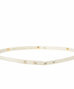 New 🥰 Stella McCartney White Faux Leather And Metal Slim Belt 65CM For 👩 Women 💯