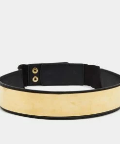 Best Pirce 😉 Stella McCartney Black Faux Leather Gold Tone Metal Plate Waist Belt S For 👩 Women ❤️