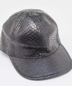 Deals 🛒 Stella McCartney Black Snake Embossed Faux Leather ⚾ Baseball Cap For 👩 Women 🌟
