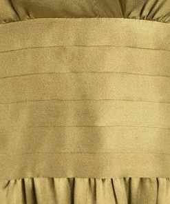 Deals 🔥 Stella McCartney Dull Gold Satin Pleated Long Sleeve 👗 Dress S For 👩 Women 😍 -Stella McCartney Shop luxury women stella mccartney used clothes p102090 0004