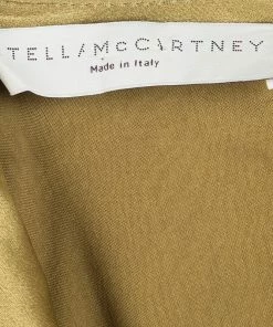 Deals 🔥 Stella McCartney Dull Gold Satin Pleated Long Sleeve 👗 Dress S For 👩 Women 😍 -Stella McCartney Shop luxury women stella mccartney used clothes p102090 0005