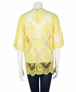 Top 10 💯 Stella McCartney Yellow Floral Lace Scalloped Edge Sheer Top M For 👩 Women 👏 -Stella McCartney Shop luxury women stella mccartney used clothes p103627 003