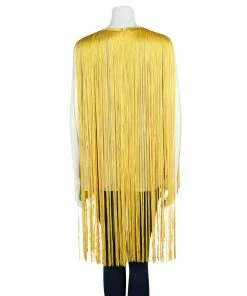Best Sale 🛒 Stella McCartney Beige Contrast Fringe Detail Sleeveless Tunic S For 👩 Women 🌟 -Stella McCartney Shop luxury women stella mccartney used clothes p104648 003