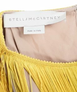 Best Sale 🛒 Stella McCartney Beige Contrast Fringe Detail Sleeveless Tunic S For 👩 Women 🌟 -Stella McCartney Shop luxury women stella mccartney used clothes p104648 005