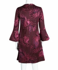 Best Sale 😀 Stella McCartney Burgundy Floral Jacquard Wool Long Sleeve 👗 Dress S For 👩 Women 😍 -Stella McCartney Shop luxury women stella mccartney used clothes p107357 003