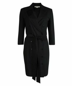 Best Pirce 🛒 Stella McCartney Black Wool Notched Collar Belted 🧥 Coat S For 👩 Women ✨