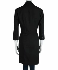 Best Pirce 🛒 Stella McCartney Black Wool Notched Collar Belted 🧥 Coat S For 👩 Women ✨ -Stella McCartney Shop luxury women stella mccartney used clothes p108325 003