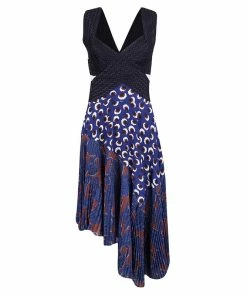 Top 10 ✨ Stella McCartney Printed Silk Plisse Bottom Asymmetric Backless 👗 Dress S For 👩 Women 🛒