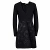 Brand new 🔔 Stella McCartney Black Floral Embossed Jacquard V-Neck Long Sleeve 👗 Dress S For 👩 Women 🔔 -Stella McCartney Shop luxury women stella mccartney used clothes p111154 0001