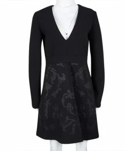 Brand new 🔔 Stella McCartney Black Floral Embossed Jacquard V-Neck Long Sleeve 👗 Dress S For 👩 Women 🔔 -Stella McCartney Shop luxury women stella mccartney used clothes p111154 0002