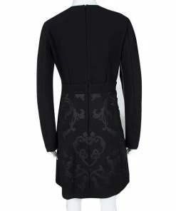Brand new 🔔 Stella McCartney Black Floral Embossed Jacquard V-Neck Long Sleeve 👗 Dress S For 👩 Women 🔔 -Stella McCartney Shop luxury women stella mccartney used clothes p111154 0003