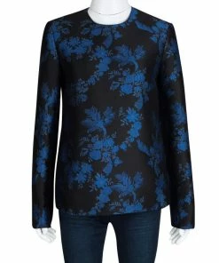 Buy 🔥 Stella McCartney FW'16 Black And Blue Floral Jacquard Long Sleeve Top M For 👩 Women 👏 -Stella McCartney Shop luxury women stella mccartney used clothes p113520 0002