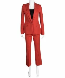 Promo 🔔 Stella McCartney Red Wool Ingrid Blazer And Cropped Pant Suit XS For 👩 Women ⭐ -Stella McCartney Shop luxury women stella mccartney used clothes p113843 0002
