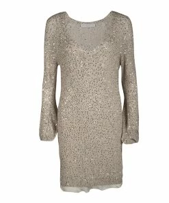 Best reviews of 🛒 Stella McCartney Beige SIlk Sequined Sweater 👗 Dress S For 👩 Women 🔥