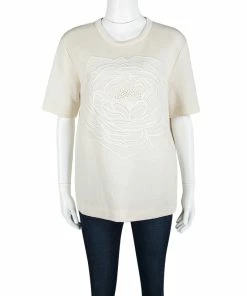 Promo 😀 Stella Mccartney Cream Jersey Floral Motif Lace Applique Detail Oversized Top S For 👩 Women 💯 -Stella McCartney Shop luxury women stella mccartney used clothes p116973 002
