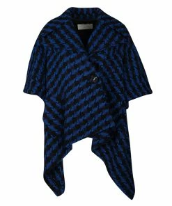 Outlet 💯 Stella McCartney Blue And Black Wool Short Sleeve Jacket S For 👩 Women 👏