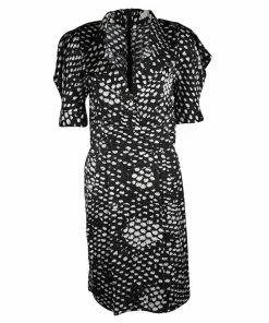 Best Pirce ❤️ Stella McCartney Monochrome Printed Silk Short Sleeve 👗 Dress S For 👩 Women 😉
