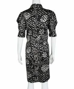 Best Pirce ❤️ Stella McCartney Monochrome Printed Silk Short Sleeve 👗 Dress S For 👩 Women 😉 -Stella McCartney Shop luxury women stella mccartney used clothes p120828 0003