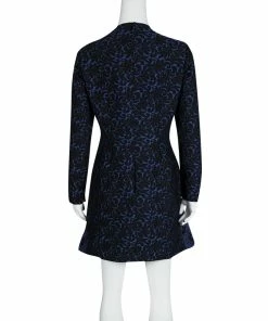 Promo 🤩 Stella McCartney Blue And Black Floral Jacquard Pleat Detail Long Sleeve 👗 Dress M For 👩 Women 🌟 -Stella McCartney Shop luxury women stella mccartney used clothes p123583 003