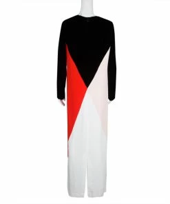 Deals 🎉 Stella McCartney Colorblock Velvet And Crepe Long Sleeve Maxi 👗 Dress M For 👩 Women 🎉 -Stella McCartney Shop luxury women stella mccartney used clothes p124623 0003
