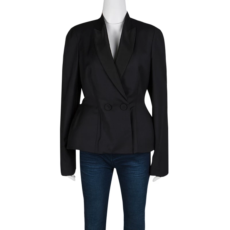 Flash Sale ⭐ Stella McCartney Black Wool Textured Lapel Collarless Blazer M For 👩 Women 😉 4 Flash Sale ⭐ Stella McCartney Black Wool Textured Lapel Collarless Blazer M For 👩 Women 😉 - Image 2