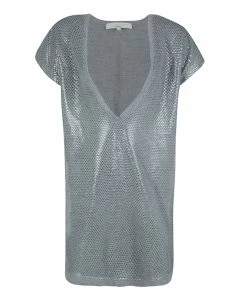 Coupon 😉 Stella McCartney Grey Jersey Textured Dot Cap Sleeve Tunic S For 👩 Women 🔥