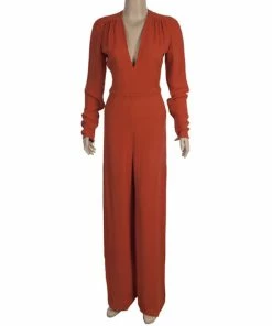 Buy 🌟 Stella McCartney Orange V-neck Jumpsuit S For 👩 Women 💯 -Stella McCartney Shop luxury women stella mccartney used clothes p12991 002