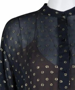 Best reviews of 😉 Stella McCartney Navy Blue Lurex Clip Dot Chiffon Maxi 👗 Dress M For 👩 Women 🔥 -Stella McCartney Shop luxury women stella mccartney used clothes p131384 004