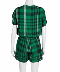 Top 10 😍 Stella McCartney Green Aurore Gingham Checked Boat Neck Romper S For 👩 Women 🤩 -Stella McCartney Shop luxury women stella mccartney used clothes p135464 0003
