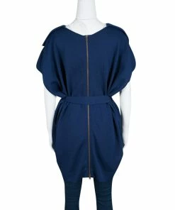 Budget 🎁 Stella McCartney Blue Belted Oversized Wool Tunic S For 👩 Women 🎁 -Stella McCartney Shop luxury women stella mccartney used clothes p139091 0003