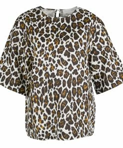 Best reviews of ✔️ Stella McCartney Cream Animal Print Linen Short Sleeve Oversized Blouse M For 👩 Women ⭐