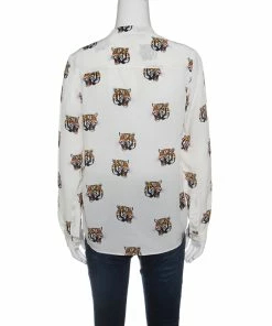 Best reviews of ✨ Stella McCartney Off White Tiger Face Print Silk Blouse S For 👩 Women 👏 -Stella McCartney Shop luxury women stella mccartney used clothes p148698 003