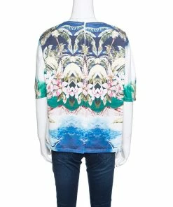 Promo ✔️ Stella McCartney Multicolor Hawaiian Print Stretch Cotton Buttoned Back Detail Top M For 👩 Women 🔥 -Stella McCartney Shop luxury women stella mccartney used clothes p152903 0003