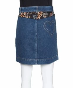 Best reviews of ⭐ Stella McCartney Indigo Denim Floral Jacquard Trim Studded Mini 👗 Skirt S For 👩 Women 🔔 -Stella McCartney Shop luxury women stella mccartney used clothes p154204 0003