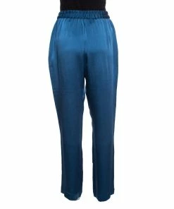 Brand new 🤩 Stella McCartney Teal Cecily Satin Wide Leg Trousers S For 👩 Women ⌛ -Stella McCartney Shop luxury women stella mccartney used clothes p158536 0003