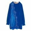 Cheapest 🥰 Stella McCartney Blue Floral Lace Insert Mesh Paneled Silk 👗 Dress S For 👩 Women 💯