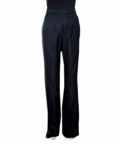 Outlet 👍 Stella McCartney Black Textured Wide Leg Pants XL For 👩 Women ⌛