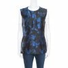Flash Sale 🛒 Stella McCartney Black And Blue Floral Jacquard Sleeveless Peplum Top M For 👩 Women 🎉 -Stella McCartney Shop luxury women stella mccartney used clothes p164652 005