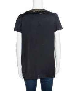 Budget 💯 Stella McCartney Black Silk Satin Sequin Embellished Neck Tie Detail Top M For 👩 Women 🔥 -Stella McCartney Shop luxury women stella mccartney used clothes p166413 001