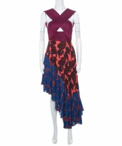 Coupon 🔥 Stella McCartney Multicolor Cross Front Cutout Detail Asymmetric Caroline 👗 Dress S For 👩 Women 🥰