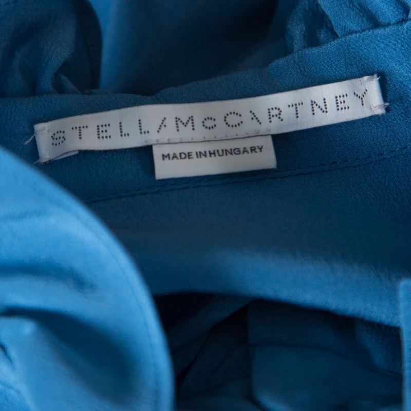 New 👏 Stella McCartney Blue Silk Ruffle Trim Long Sleeve Meredith Blouse M For 👩 Women 👍 7 New 👏 Stella McCartney Blue Silk Ruffle Trim Long Sleeve Meredith Blouse M For 👩 Women 👍 - Image 5