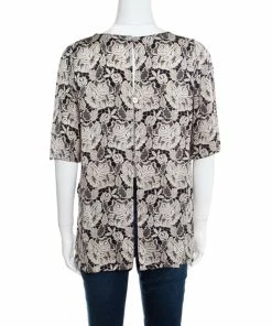 Cheapest 💯 Stella McCartney Black Floral Lace Printed Silk Pyjama Blouse M For 👩 Women 🧨 -Stella McCartney Shop luxury women stella mccartney used clothes p171520 003