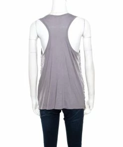 Promo 🌟 Stella McCartney Grey Silk Cotton Sequin Embellished Tank Top S For 👩 Women ✨ -Stella McCartney Shop luxury women stella mccartney used clothes p171894 006