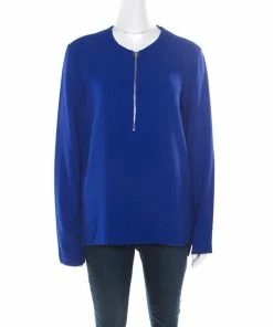 Hot Sale ๐ Stella McCartney Blue Crepe Zip Detail Arlesa Blouse S For ๐ฉ Women ๐