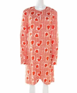 Discount ⭐ Stella McCartney Orange Heart Printed Shift 👗 Dress M For 👩 Women 🎉