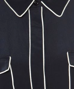 Brand new ✔️ Stella McCartney Navy Blue Silk Crepe De Chine Eagle Embroidered Detail 👚 Shirt M For 👩 Women 🎁 -Stella McCartney Shop luxury women stella mccartney used clothes p177730 004