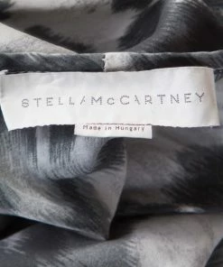 Promo 😀 Stella McCartney Grey Peony Animal Print Silk Pleated Sleeve Boxy Blouse M For 👩 Women 🥰 -Stella McCartney Shop luxury women stella mccartney used clothes p182087 005