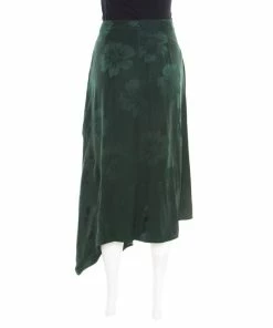 Brand new 😀 Stella McCartney Green Magnolia Pattern Jacquard Asymmetric Cecilia 👗 Skirt M For 👩 Women ✨ -Stella McCartney Shop luxury women stella mccartney used clothes p183183 001