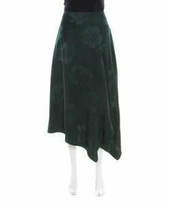 Brand new 😀 Stella McCartney Green Magnolia Pattern Jacquard Asymmetric Cecilia 👗 Skirt M For 👩 Women ✨